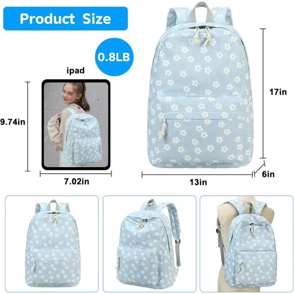 Durable Canvas School Backpack for Girls - Fits 15 Laptop & Organizes Supplies